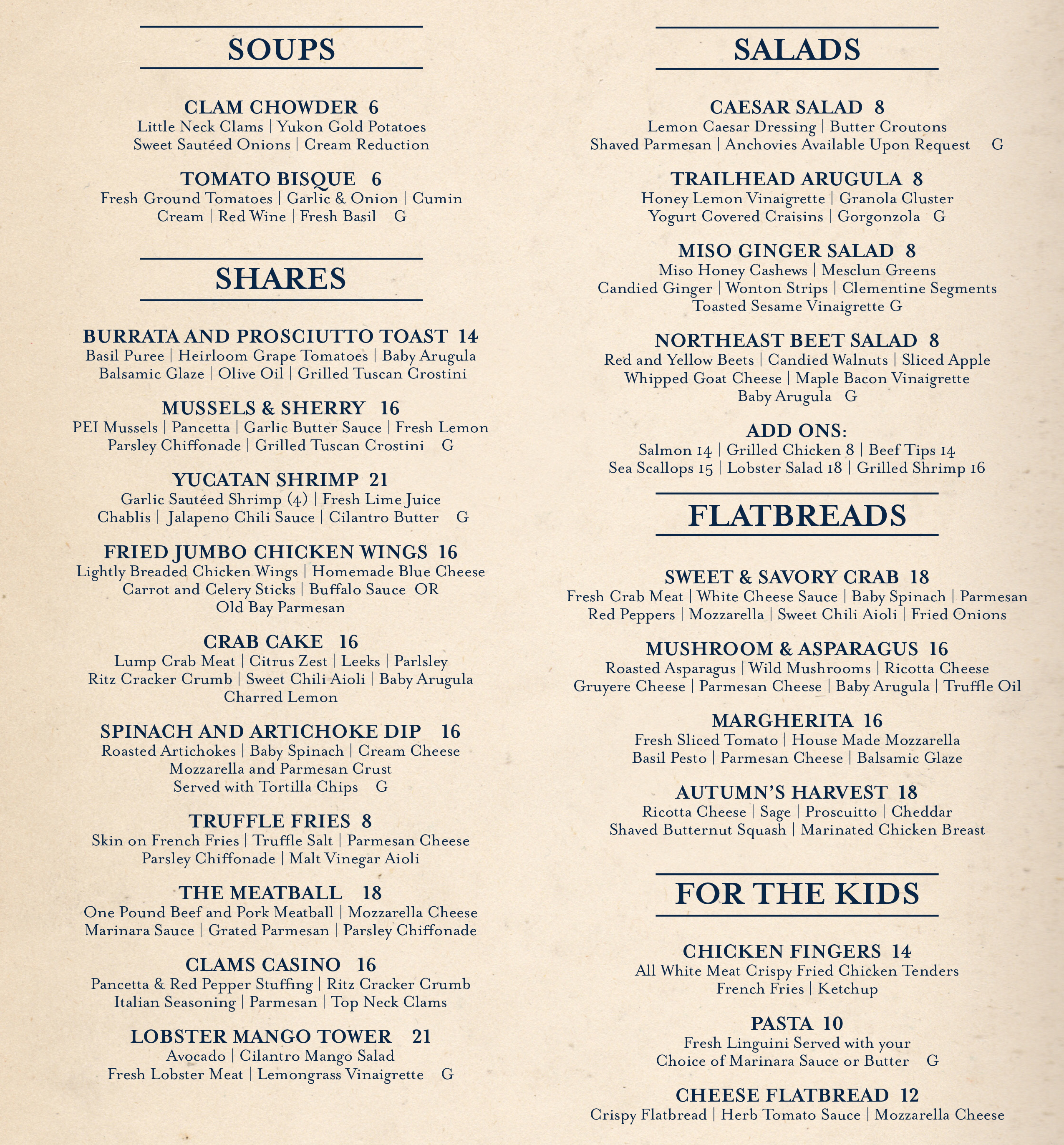 Encore menu Winter dinner ap soup Encore Bistro And Bar Dennis 